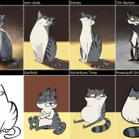 Un mismo gato representado en distintos estilos gráficos